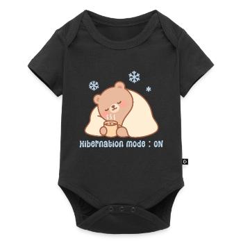 Winterschlaf Mode - Bär Cozy Kawaii Winter - Baby Premium Kurzarmbody - Schwarz - Vorne