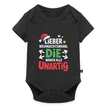 Naughty Santa Claus Saying - Baby Premium short-sleeve bodysuit - black - Front