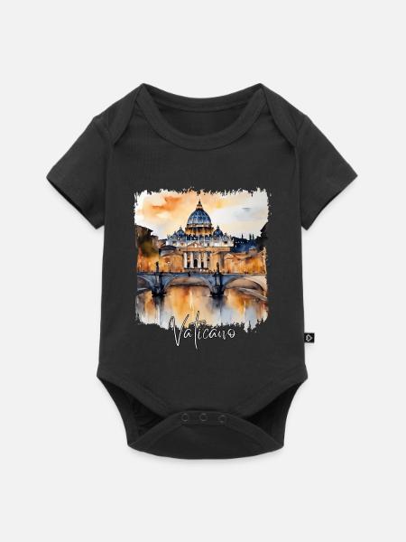 Aquarell des Vatikans - Baby Premium Kurzarmbody - Schwarz