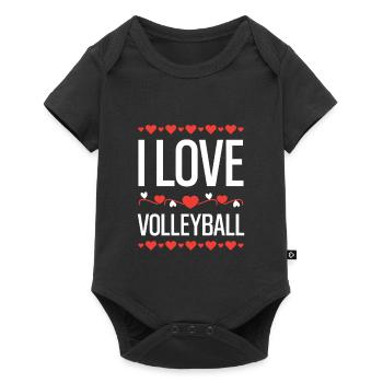 J’adore les cœurs de volley-ball - Body à manches courtes Premium Bébé - noir - Devant
