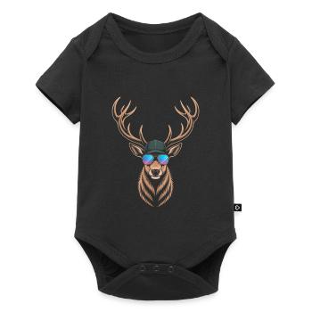 Cool deer with antlers - Baby Premium short-sleeve bodysuit - black - Front