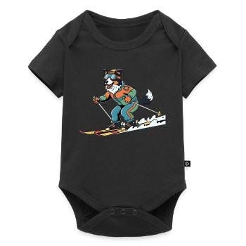 Skiing Dog Winter Sports Funny Slope Hero - Baby Premium short-sleeve bodysuit - black - Front