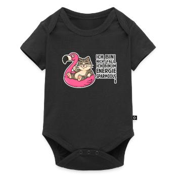 Chat sur flamant rose : mode d’économie d’énergie - Body à manches courtes Premium Bébé - noir - Devant