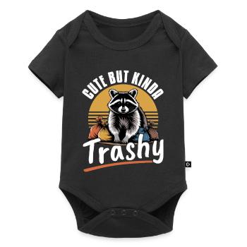 Funny Raccoon - Baby Premium Kurzarmbody - Schwarz - Vorne