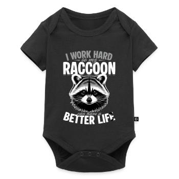 Funny Raccoon - Baby Premium Kurzarmbody - Schwarz - Vorne