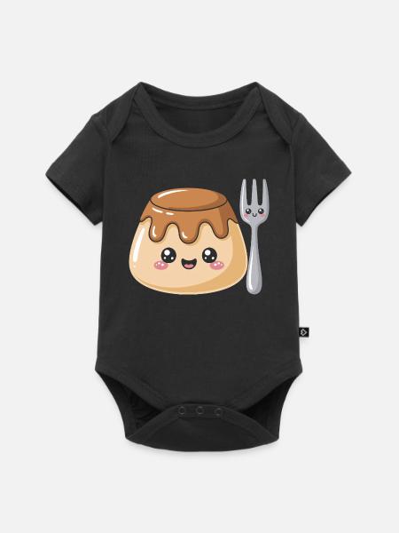 Pudding Mit Gabel - Baby Premium Kurzarmbody - Schwarz