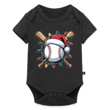 Santa Baseball Xmas Lights - Baby Premium short-sleeve bodysuit - black - Front