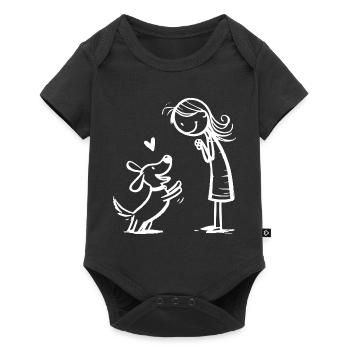 Warm friendship between man and dog - Baby Premium short-sleeve bodysuit - black - Front