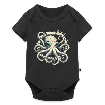 Octopus peeking out of crack - octopus tentacle - Baby Premium short-sleeve bodysuit - black - Front