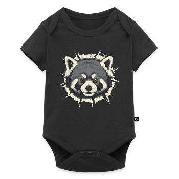 Cute Red Panda Peeking Out Crack - Baby Premium short-sleeve bodysuit - black - Front
