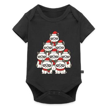 Chats de Noël grincheux – Lustiges Katzen - Body à manches courtes Premium Bébé - noir - Devant