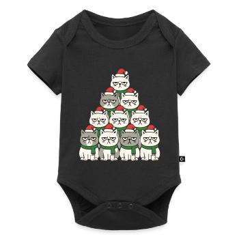 Chats de Noël grincheux – Lustiges Katzen - Body à manches courtes Premium Bébé - noir - Devant