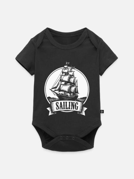 Sailing Segelschiff Maritim Ahoi - Baby Premium Kurzarmbody - Schwarz