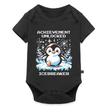 Icebreaker Erfolg | Pinguin Gamer Humor - Baby Premium Kurzarmbody - Schwarz - Vorne