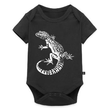 Gecko Leopardgecko Kontrast - Baby Premium Kurzarmbody - Schwarz - Vorne