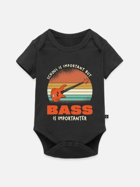 Bass ist wichtiger als Schule - Baby Premium Kurzarmbody - Schwarz