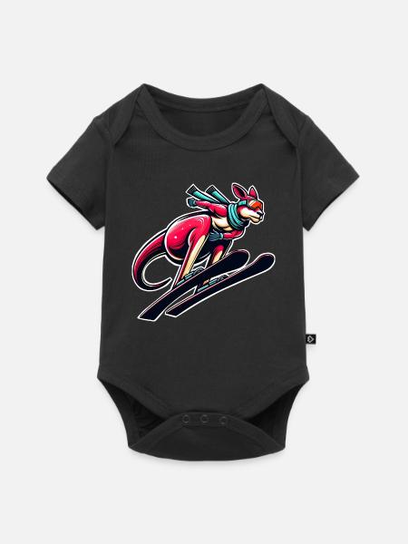 Kangaroo skiing Winter sports fun - Baby Premium short-sleeve bodysuit - black