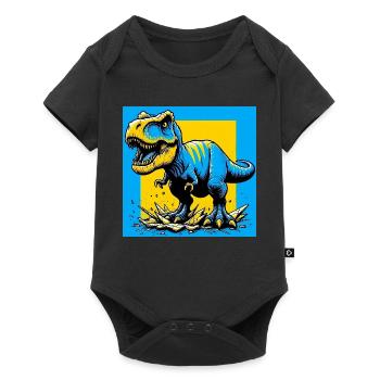 Dinosaurier - Baby Premium Kurzarmbody - Schwarz - Vorne