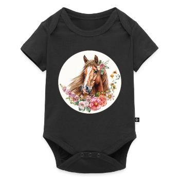 Fleurs de cheval - Body à manches courtes Premium Bébé - noir - Devant