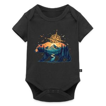 Boussole d’ours Nature Design Nature Explorer - Body à manches courtes Premium Bébé - noir - Devant