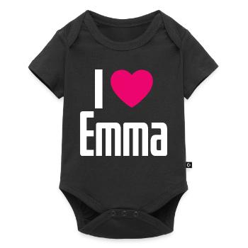 J’aime Emma Coeur rose J’aime Emma - Body à manches courtes Premium Bébé - noir - Devant