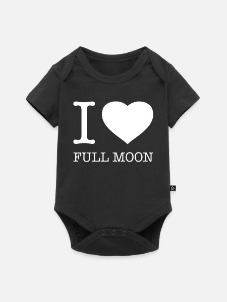I love Full moon Vollmond - Baby Premium Kurzarmbody - Schwarz