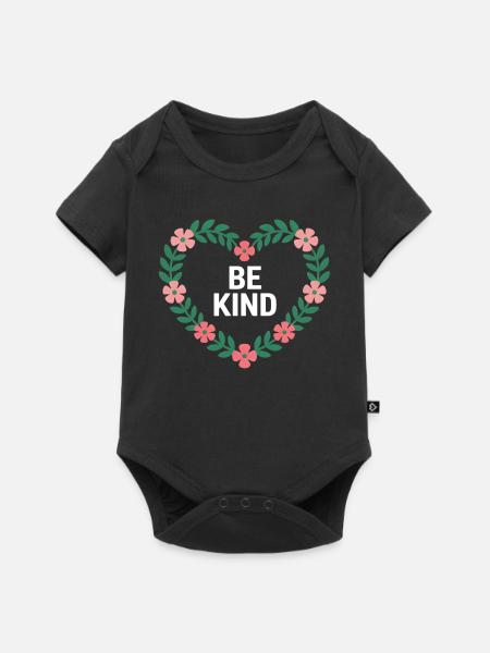 Be Kind Blütenherz Motiv - Premium kortærmet baby-body  - sort