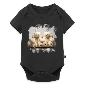 Ours câlins sur le duo de canapés - Body à manches courtes Premium Bébé - noir - Devant