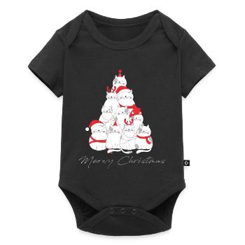 Arbre à chat de Noël miaou - Body à manches courtes Premium Bébé - noir - Devant