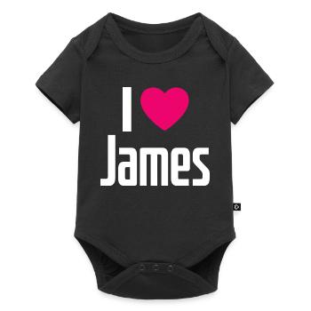I Love James Pink Heart I Love James - Baby Premium short-sleeve bodysuit - black - Front