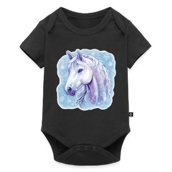 Flocons de neige de cheval - Body à manches courtes Premium Bébé - noir - Devant