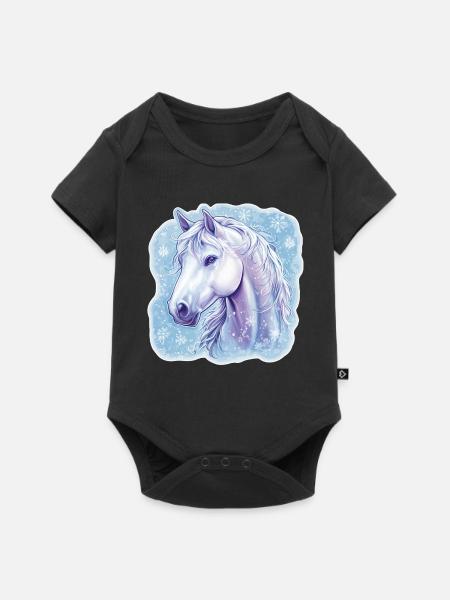 Pferd Schneeflocken  - Baby Premium Kurzarmbody - Schwarz