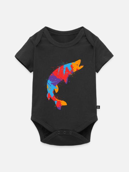 Bunter Hecht Angeln Hechte Fischen Angler - Baby Premium Kurzarmbody - Schwarz