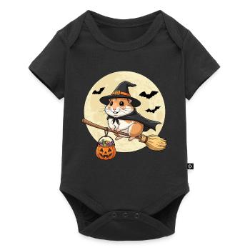 Mignon hamster sorcière Halloween citrouille pleine lune - Body à manches courtes Premium Bébé - noir - Devant