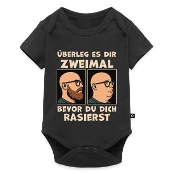 Vorher Nachher Rasurwitz Bartträger - Baby Premium Kurzarmbody - Schwarz - Vorne