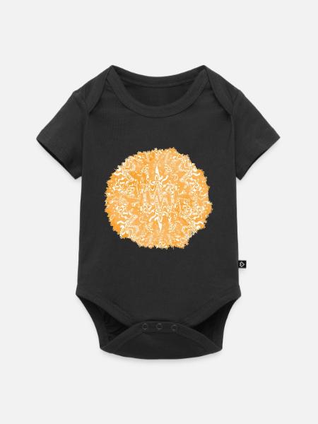 Orangene Tie-Dye Kreismuster - Baby Premium Kurzarmbody - Schwarz