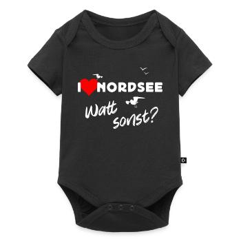 Nordsee Liebe Watt Design - Baby Premium Kurzarmbody - Schwarz - Vorne