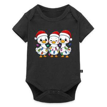 Trio de canards avec lumières de Noël, Canetons - Body à manches courtes Premium Bébé - noir - Devant