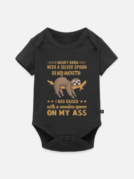 Faultier Lustiger Spruch - Baby Premium Kurzarmbody - Schwarz