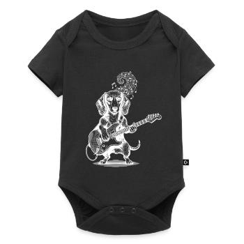 Dachshund Guitar Playing Dog - Baby Premium short-sleeve bodysuit - black - Front