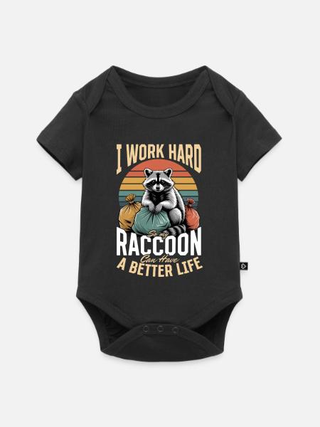 Funny Raccoon - Baby Premium Kurzarmbody - Schwarz