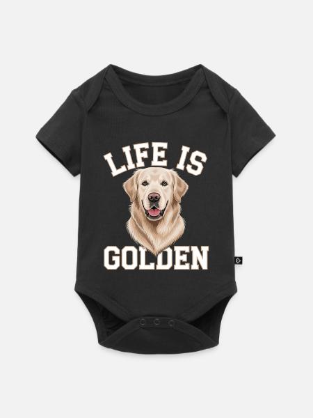 Life is Golden – Golden Retriever Motiv - Baby Premium Kurzarmbody - Schwarz