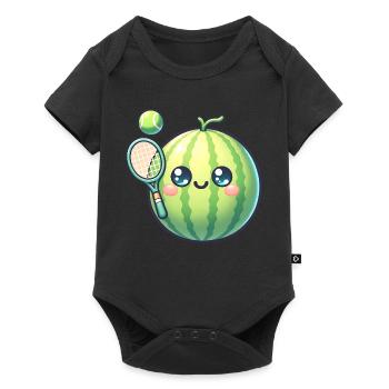 Pastèque kawaii avec raquette de tennis et balle - Body à manches courtes Premium Bébé - noir - Devant