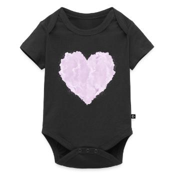 Pink heart in cloud look – soft design - Baby Premium short-sleeve bodysuit - black - Front