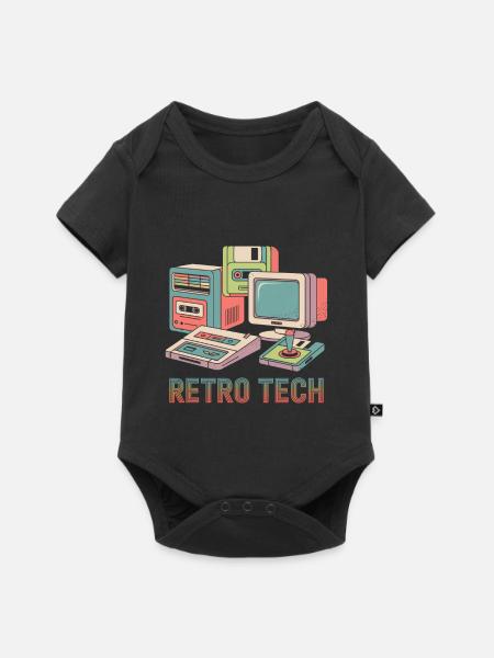 Retro Technik - Baby Premium Kurzarmbody - Schwarz