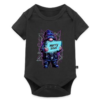Merry Xmas - Gnome Synthwave des années 80 Cyberpunk - Body à manches courtes Premium Bébé - noir - Devant