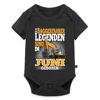 Baggerfahrer Geburtstag Juni - Baby Premium Kurzarmbody - Schwarz - Vorne