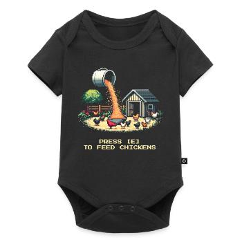 Press E to Feed | Farm Gamer - Baby Premium short-sleeve bodysuit - black - Front