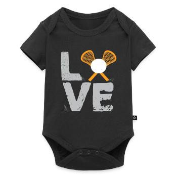Amour Crosse Minimal Bâton Balle Sports Mode de vie - Body à manches courtes Premium Bébé - noir - Devant