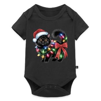 Chat de Noël - Body à manches courtes Premium Bébé - noir - Devant
